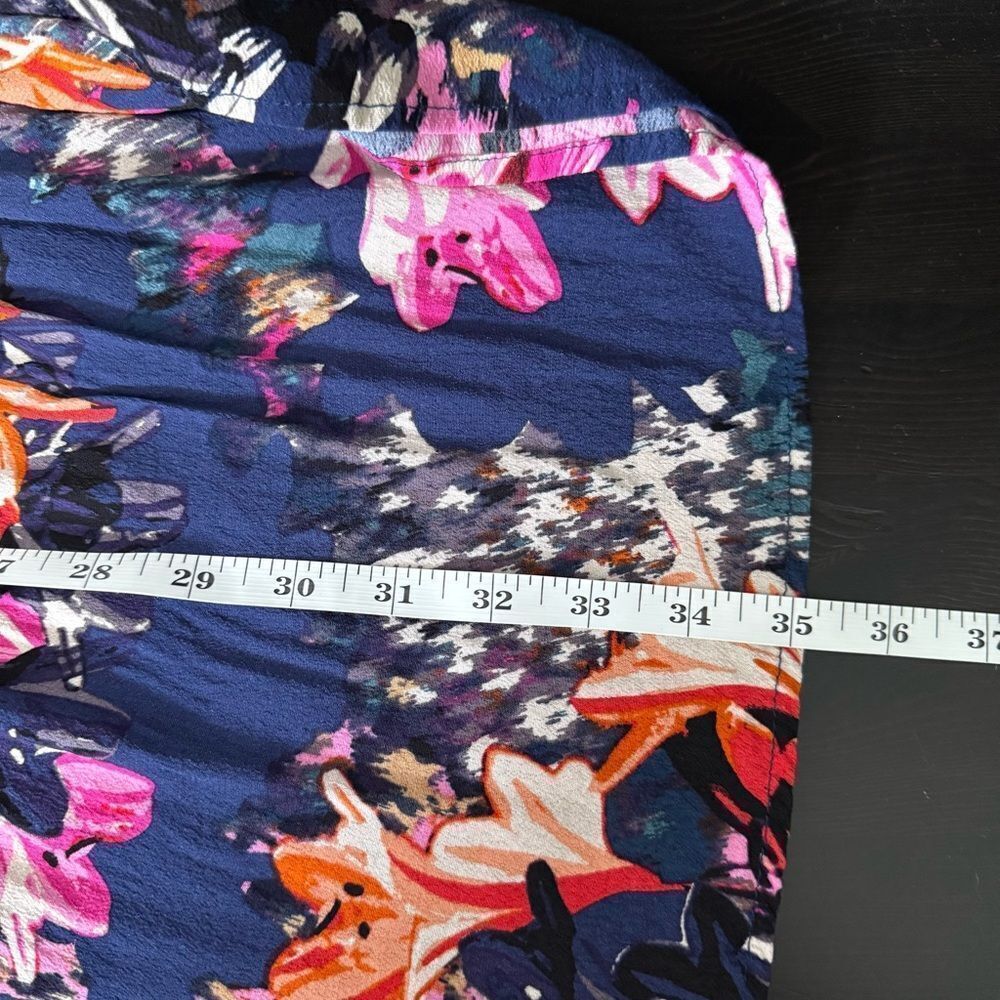 Maeve Tunic Dress Womens Sz L Purple Long Sleeve Pockets Buttons Floral Romantic - Picture 13 of 13
